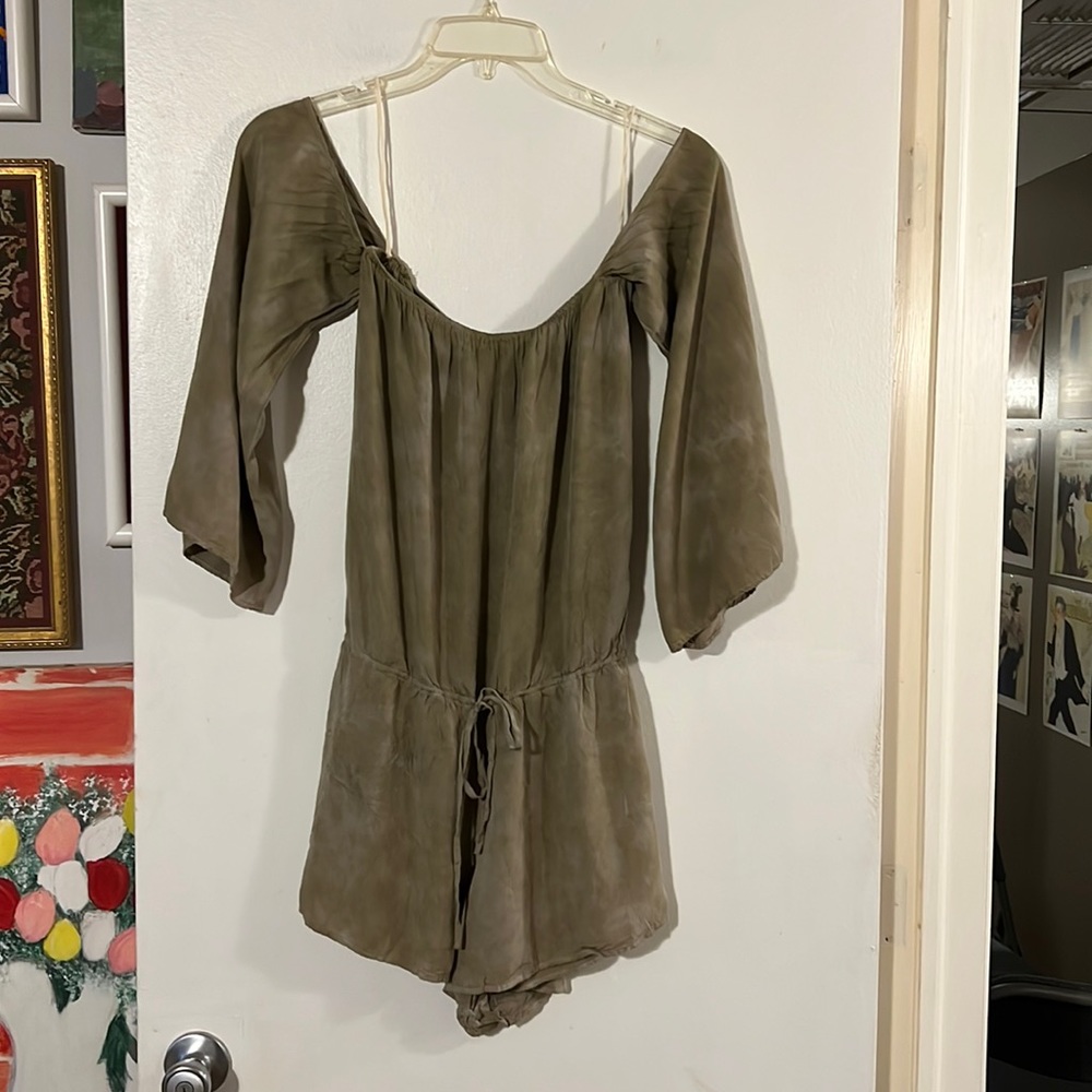 Mustard seed army green off shoulder romper